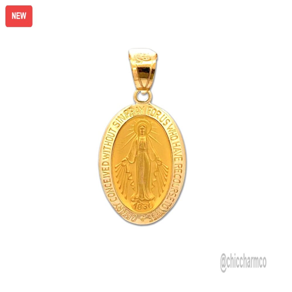 14k Gold Virgin Mary Pendant Necklace, Religious Jewelry, Handcrafted Usa
